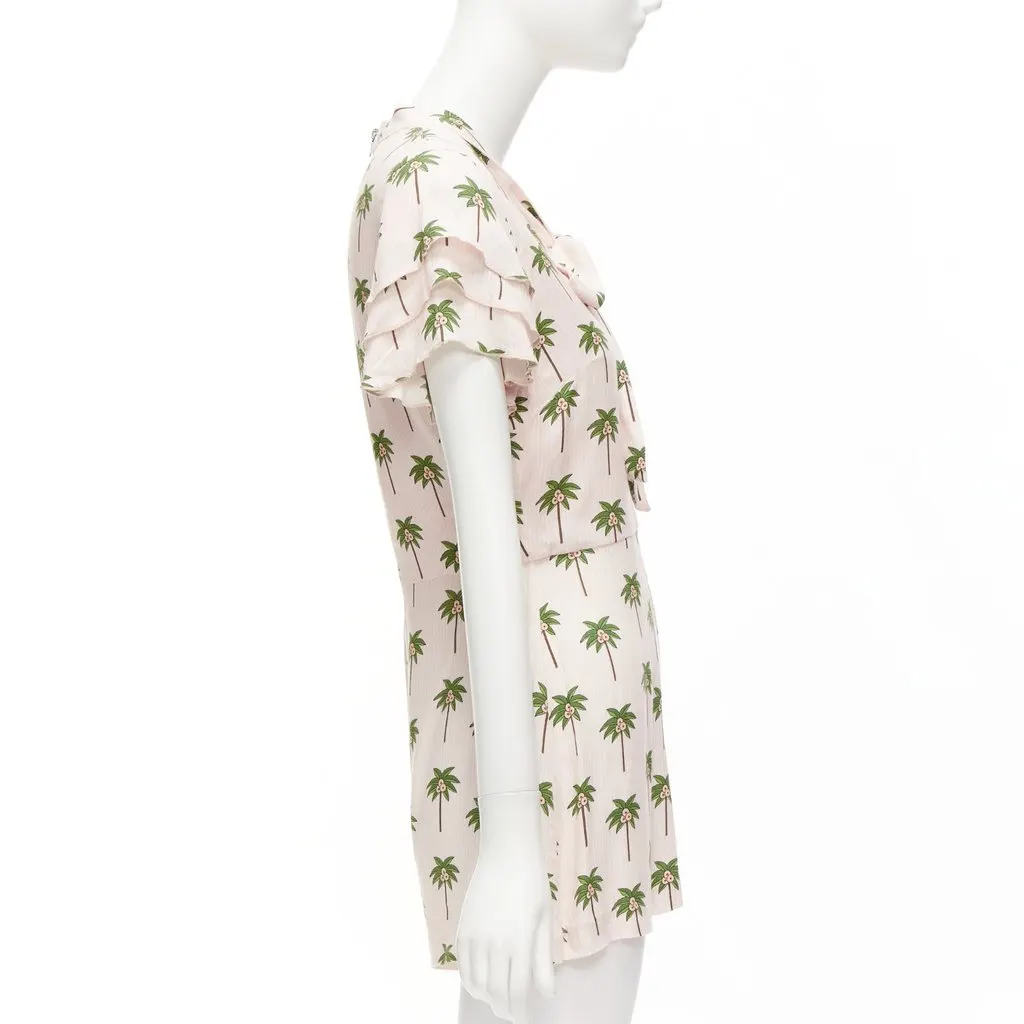Alice & Olivia Palm Tree Romper Pink Viscose Very good - Model View