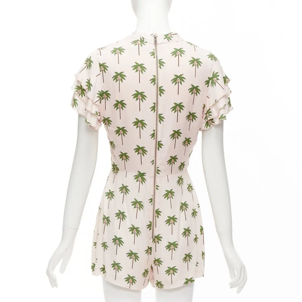Alice & Olivia Palm Tree Romper Pink Viscose Very good - Box View