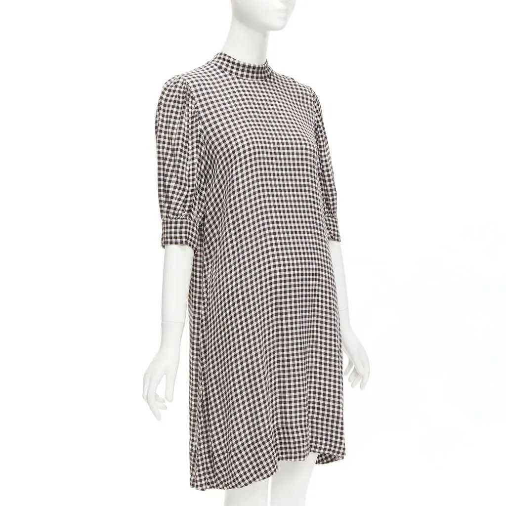 Ganni Checkerboard Knee Dress Black Viscose Never worn - Inside View