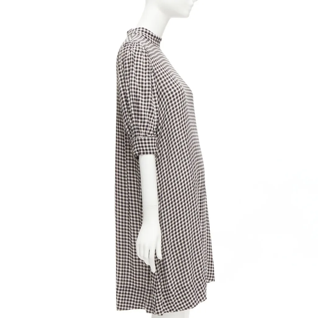 Ganni Checkerboard Knee Dress Black Viscose Never worn - Model View