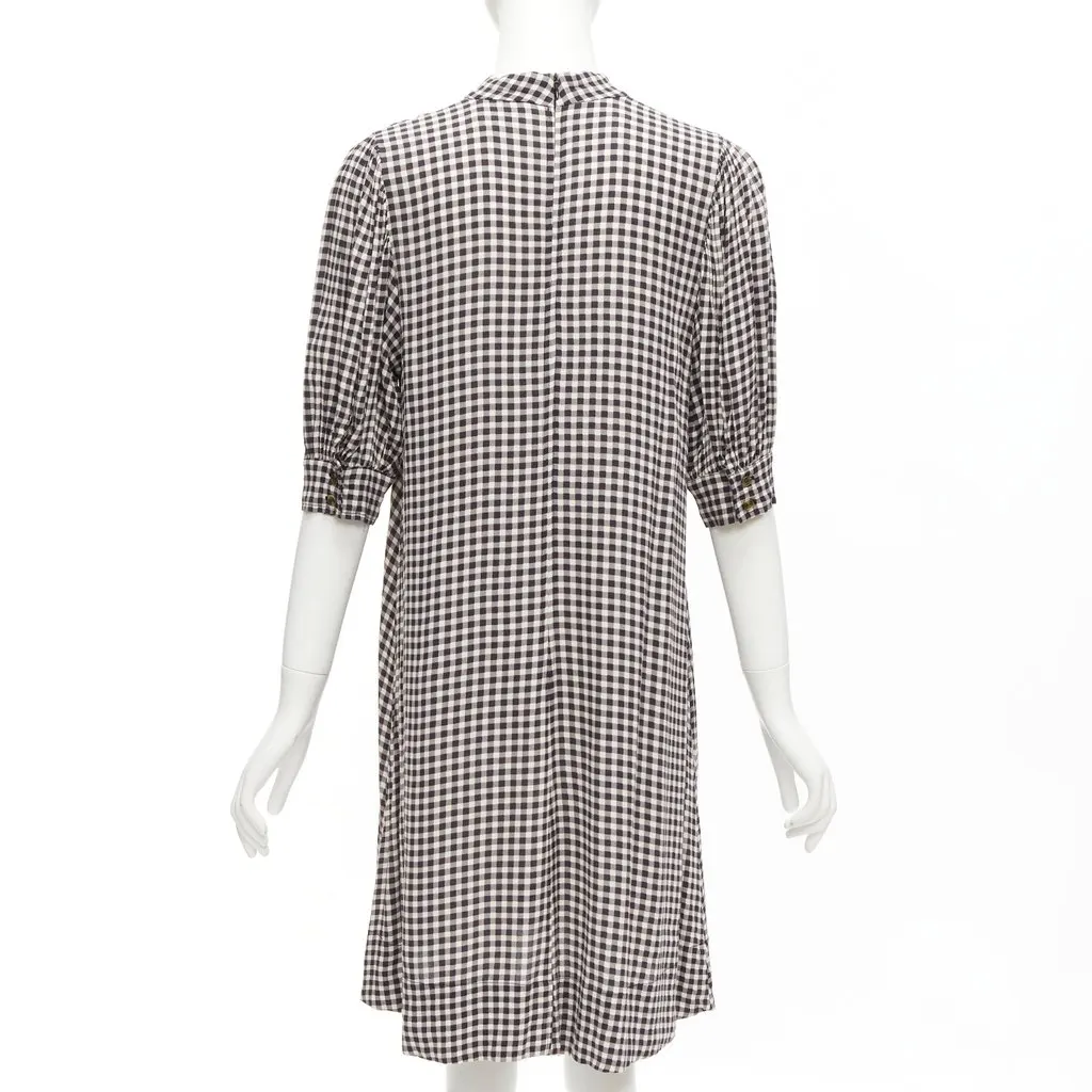 Ganni Checkerboard Knee Dress Black Viscose Never worn - Box View