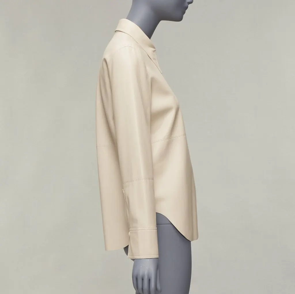 Nanushka Vegan Minimal Shirt Beige Never worn - Model View