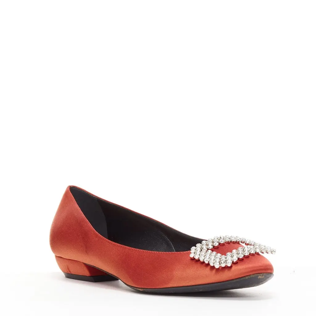 Roger Vivier Satin Crystal Flats Red Satin Fair - Inside View