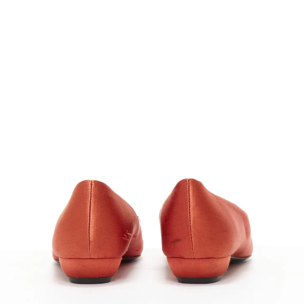 Roger Vivier Satin Crystal Flats Red Satin Fair - Box View
