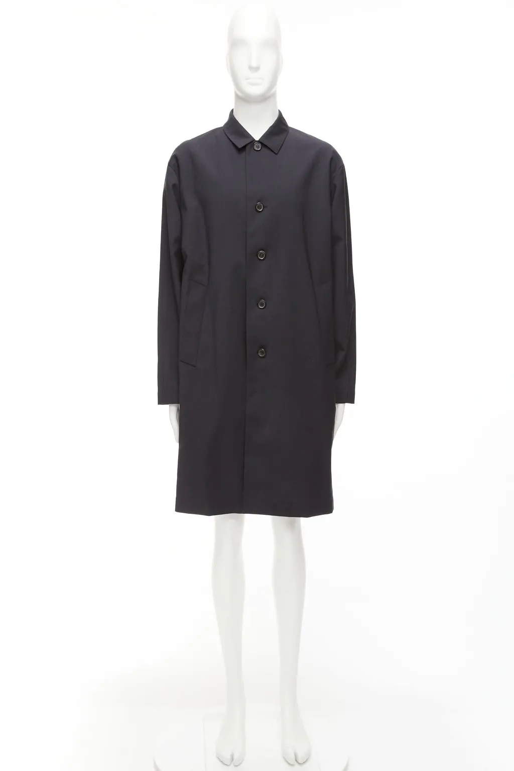 Solid Homme Black Minimal Rain Coat Black Wool Never worn - Inside View