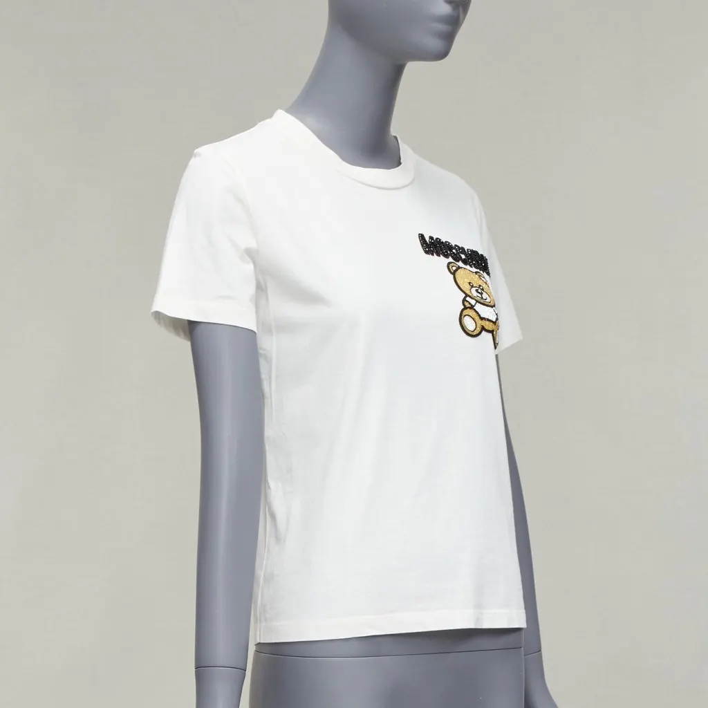 Moschino Beaded Bear Tee White Cotton Never worn - Inside View