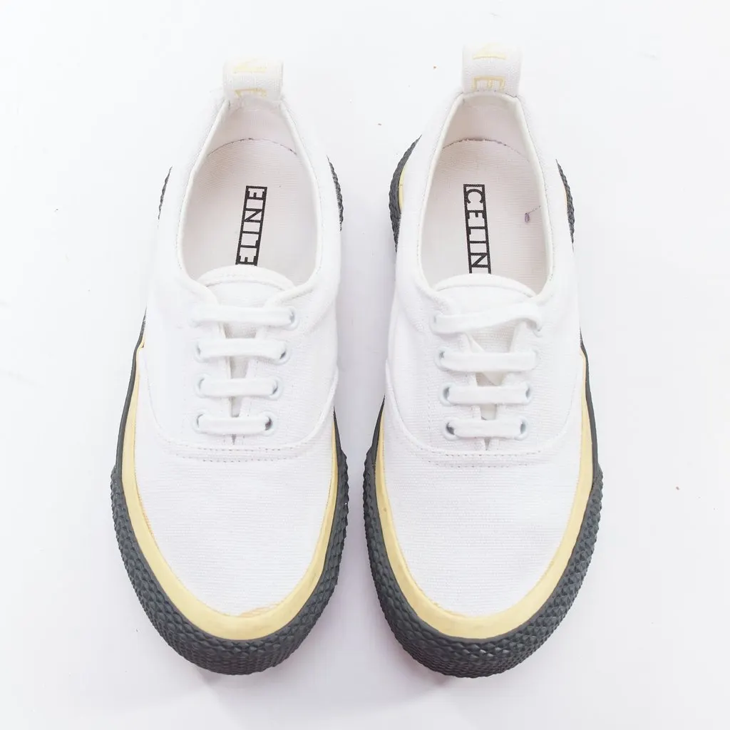 Celine Canvas Mid Skate Shoes White Good - Back View