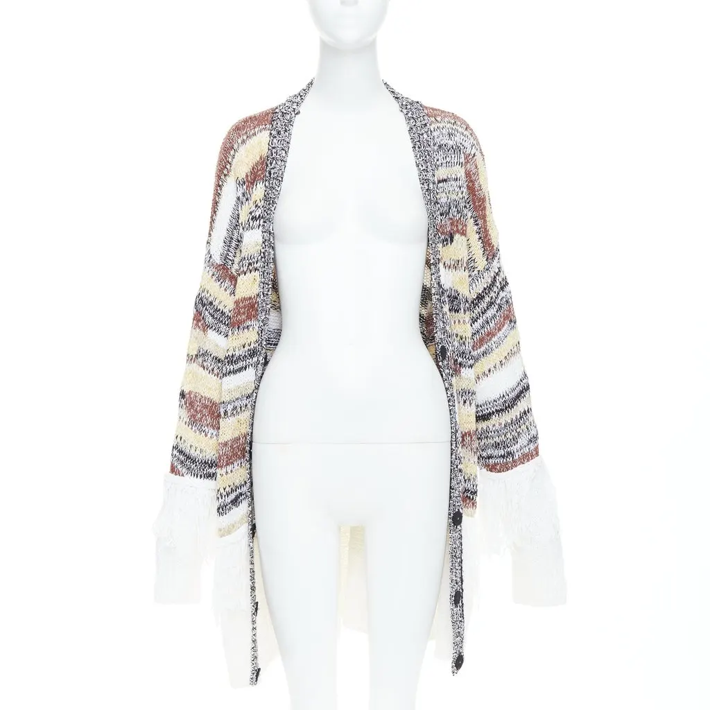 Dondup Fringe Trim Cardigan Brown Cotton Good - Inside View