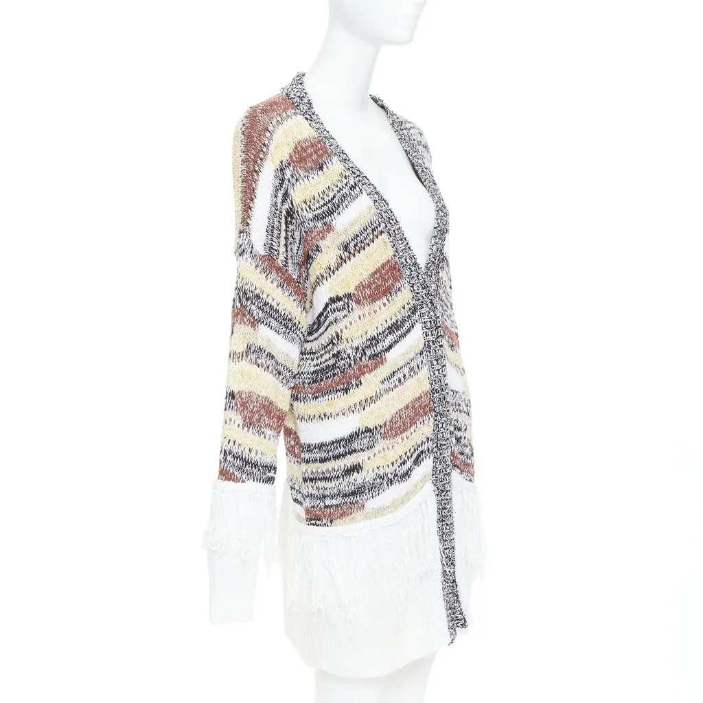 Dondup Fringe Trim Cardigan Brown Cotton Good - Model View