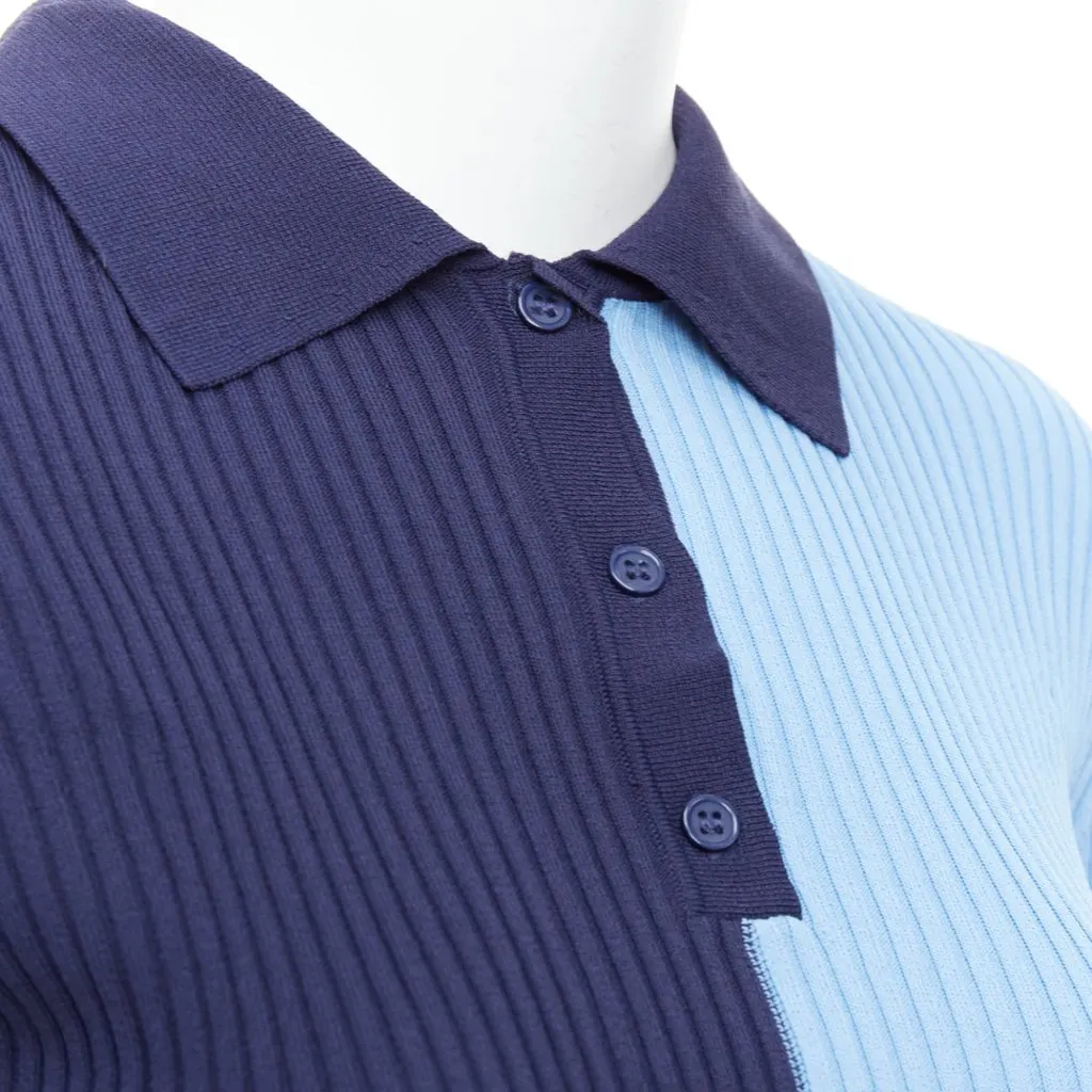 Staud Ribbed Polo Top Blue Viscose Never worn - Back View