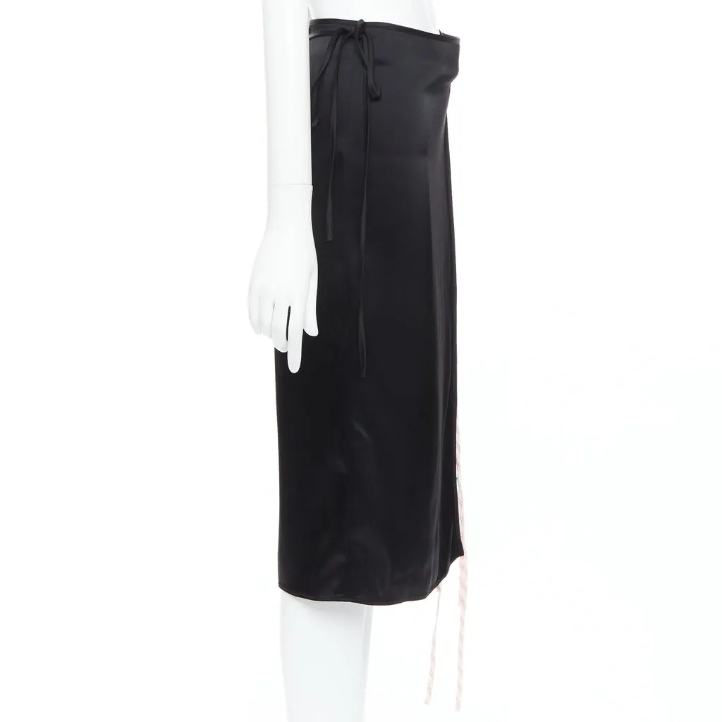 T by Alexander Wang Pinstripe Wrap Skirt Black Acetate Very good - Model View