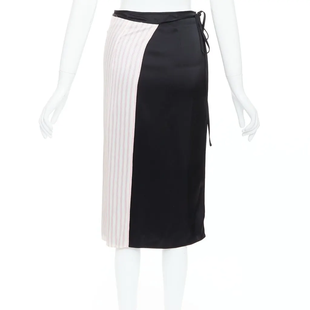 T by Alexander Wang Pinstripe Wrap Skirt Black Acetate Very good - Box View