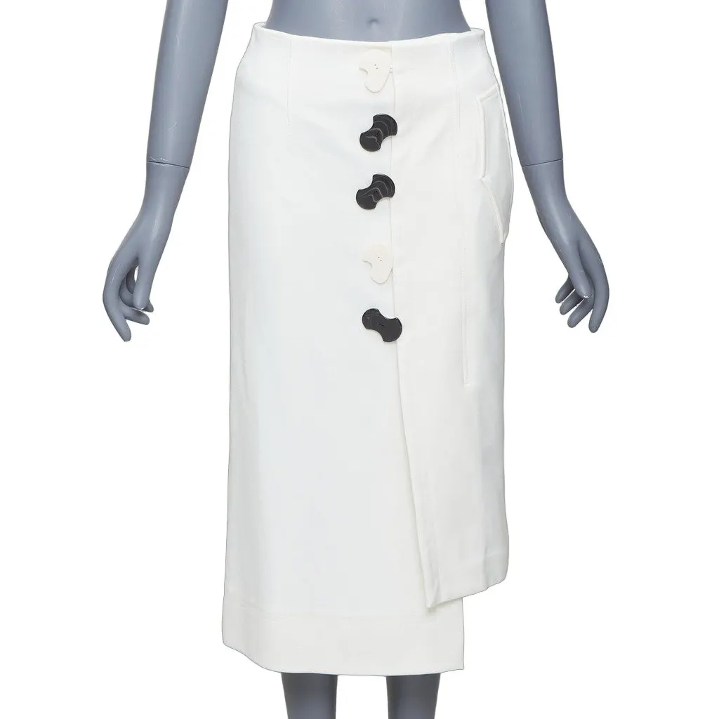 Tibi Darted Pencil Skirt White Polyester Good - Front View