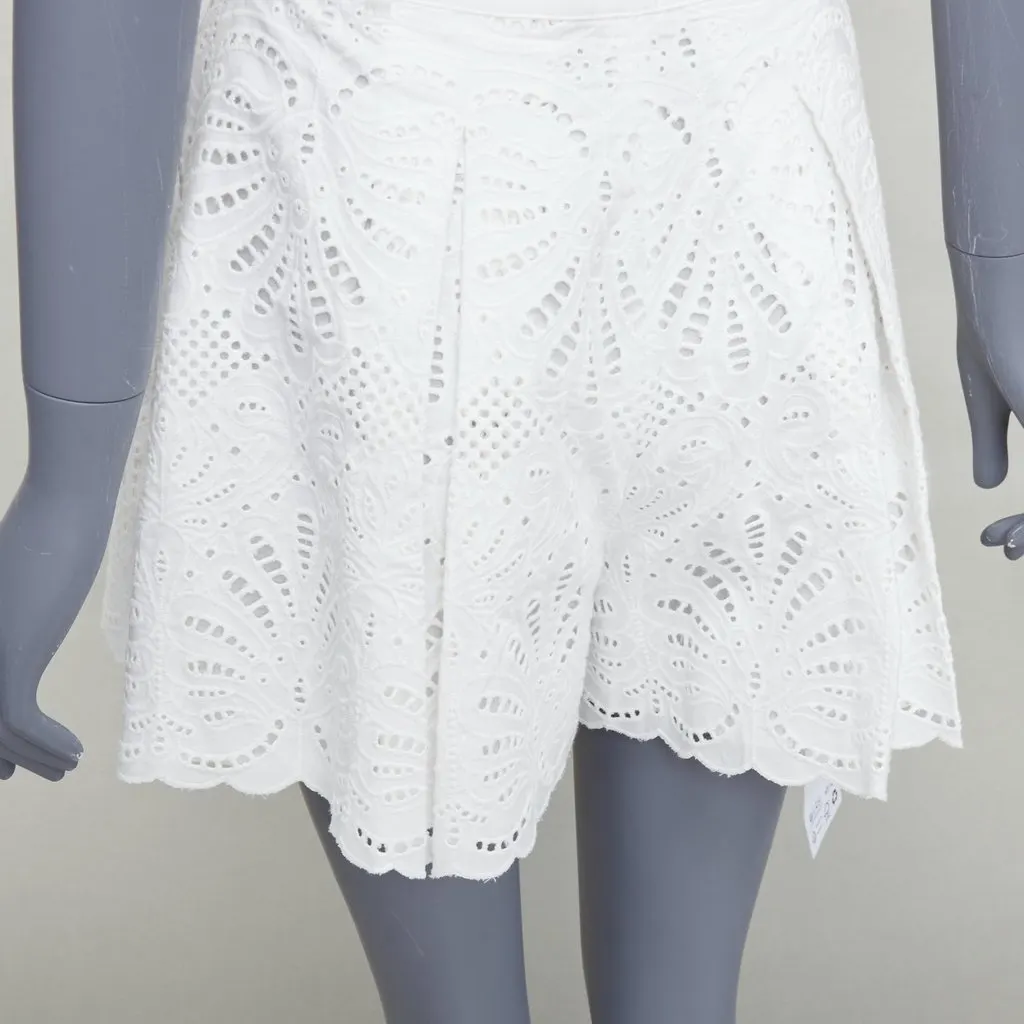 Self-Portrait Floral Anglais Shorts White Cotton Never worn, with tag - Back View
