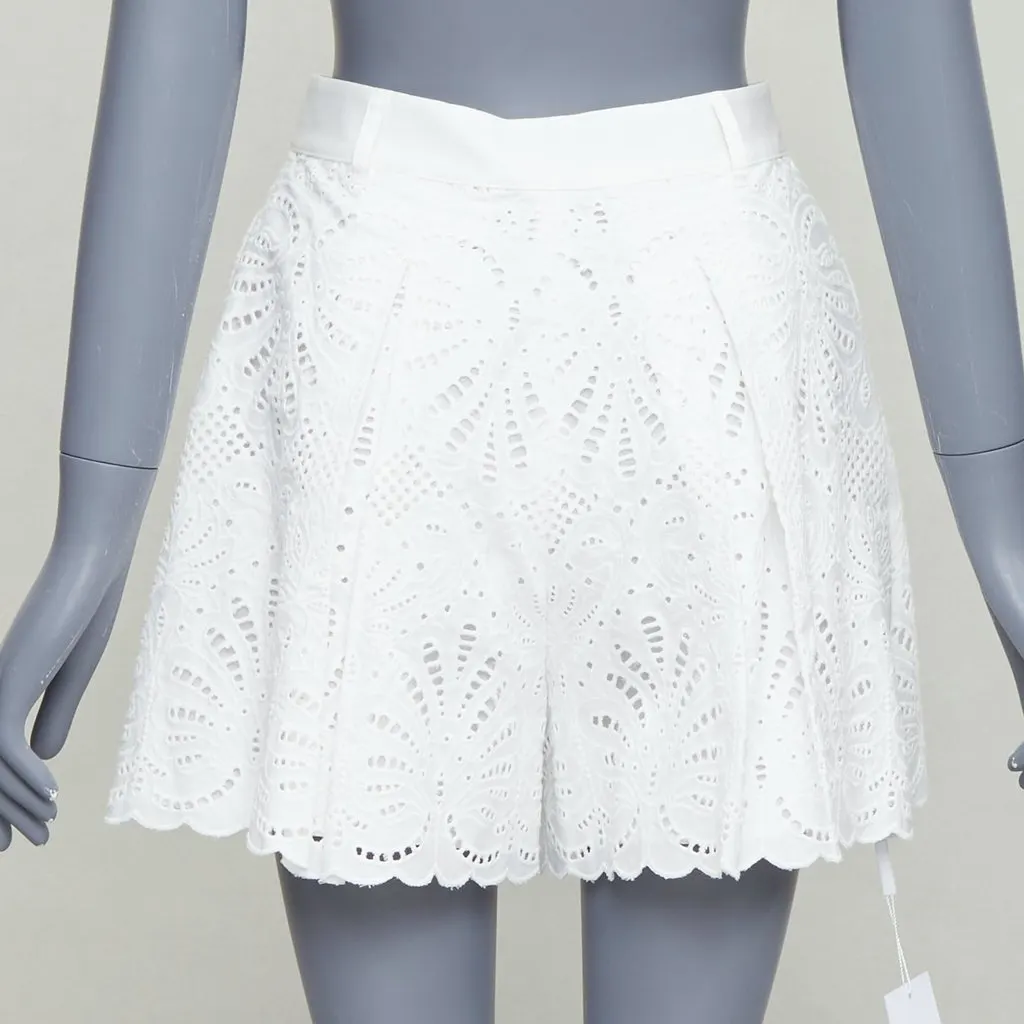 Self-Portrait Floral Anglais Shorts White Cotton Never worn, with tag - Box View