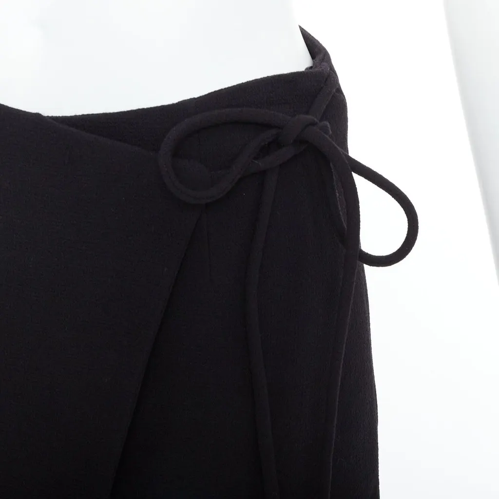 Mach & Mach Bow Wrap Skirt Black Wool Very good - Back View