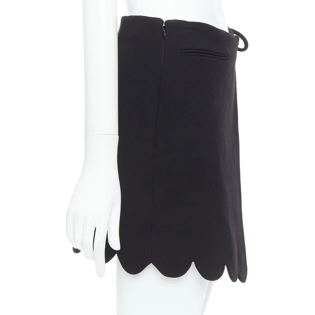 Mach & Mach Bow Wrap Skirt Black Wool Very good - Model View