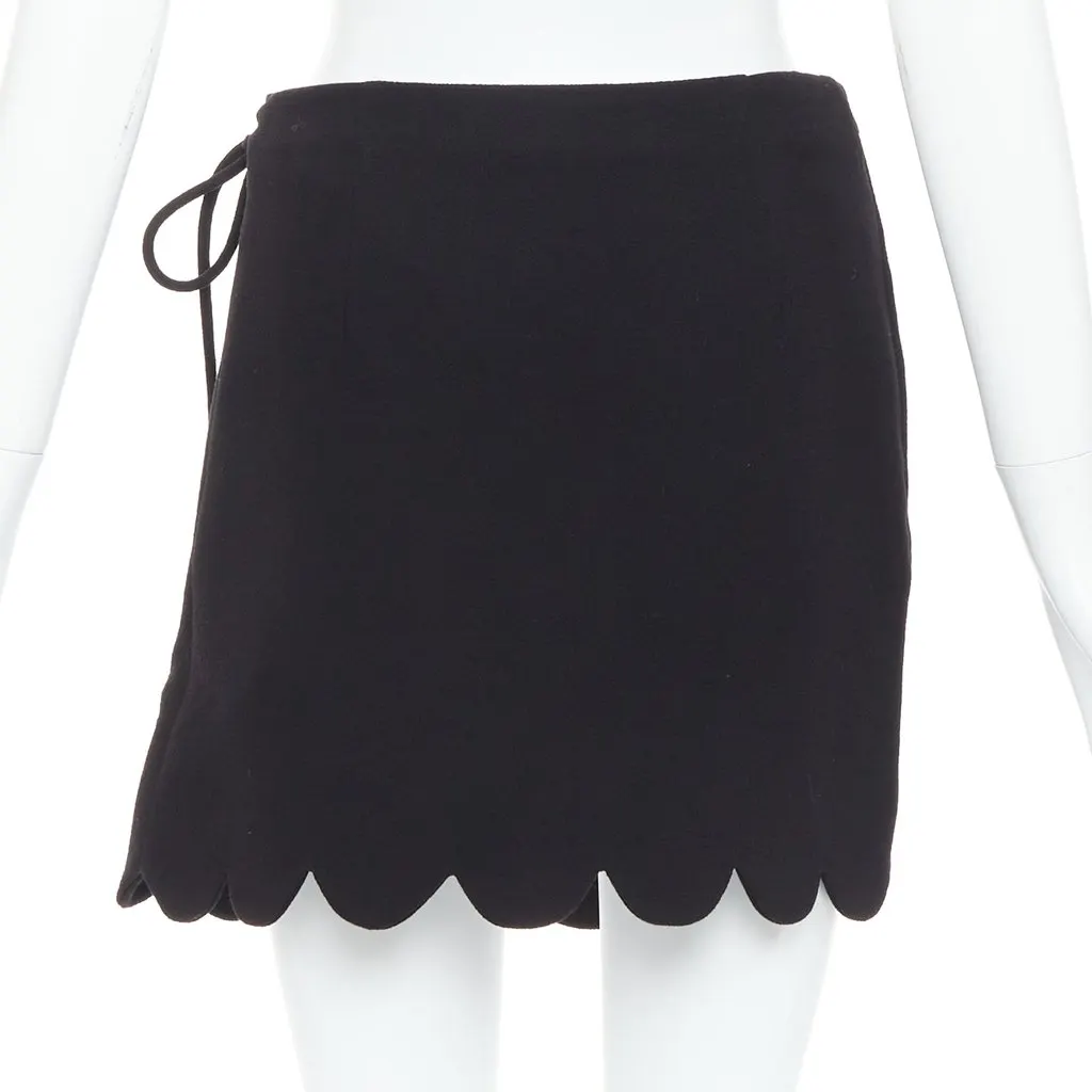 Mach & Mach Bow Wrap Skirt Black Wool Very good - Box View