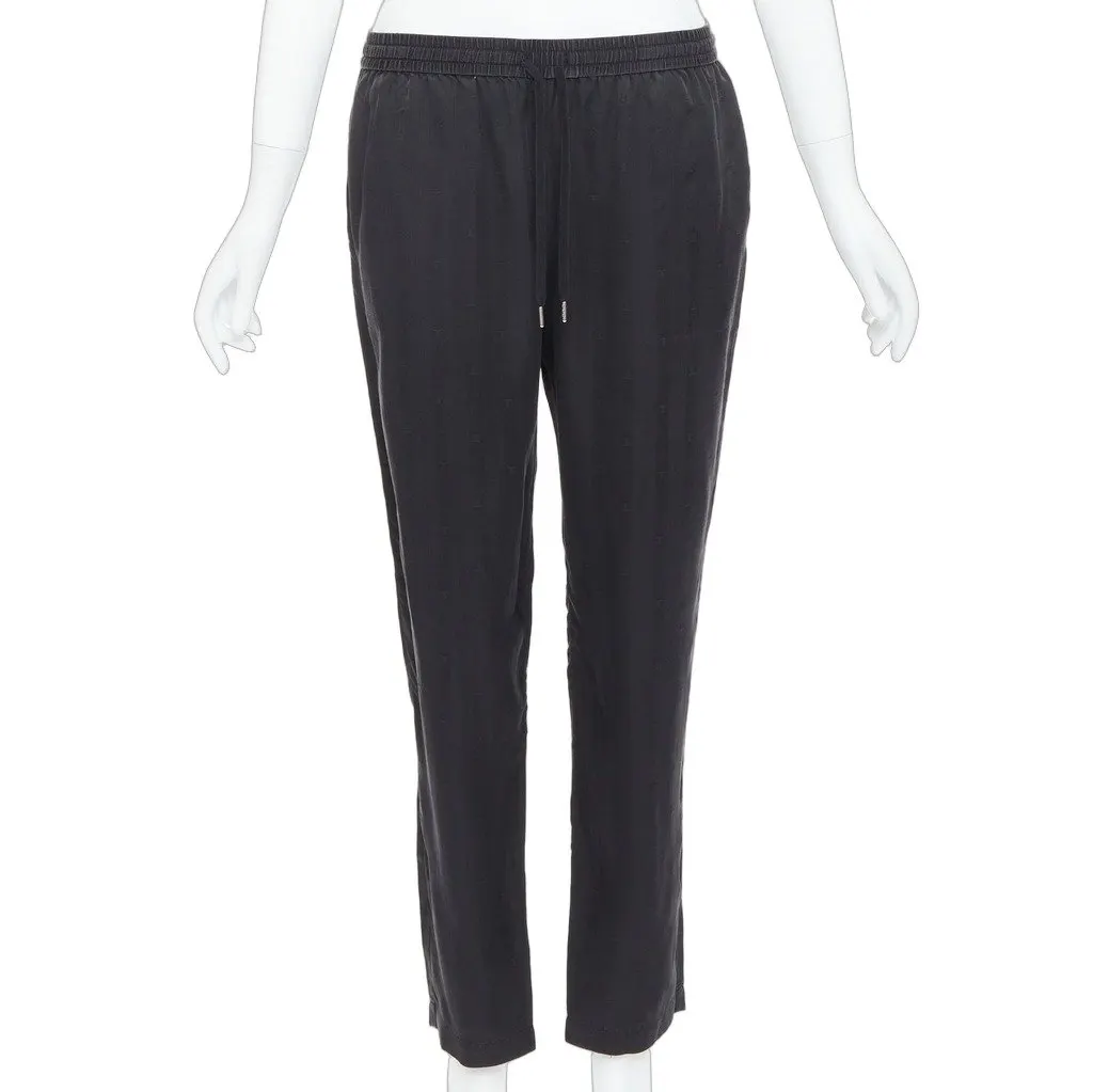 T by Alexander Wang Logo Pajama Pants Black Silk Good - Front View