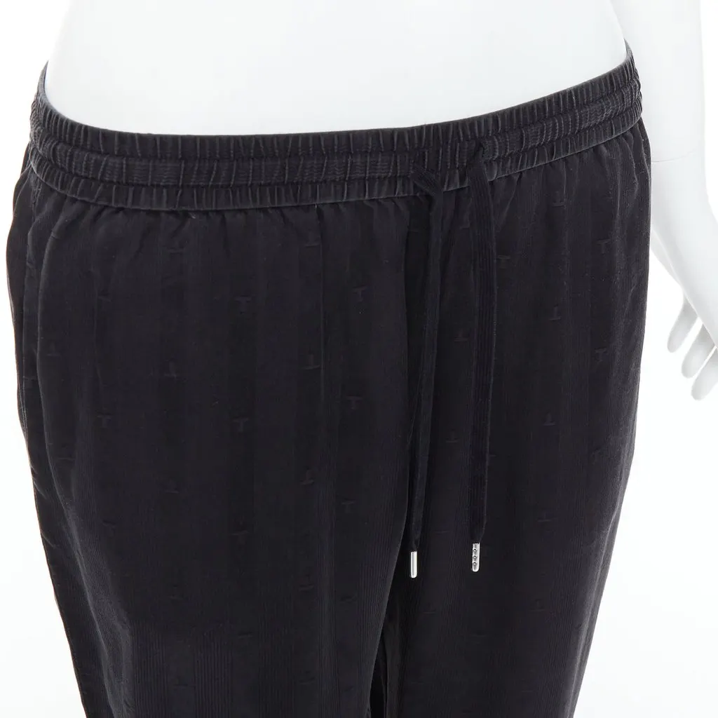 T by Alexander Wang Logo Pajama Pants Black Silk Good - Back View