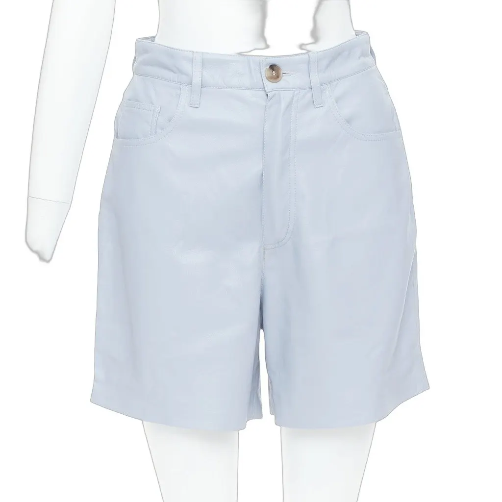 Nanushka Vegan Leather Shorts Blue Very good - Front View