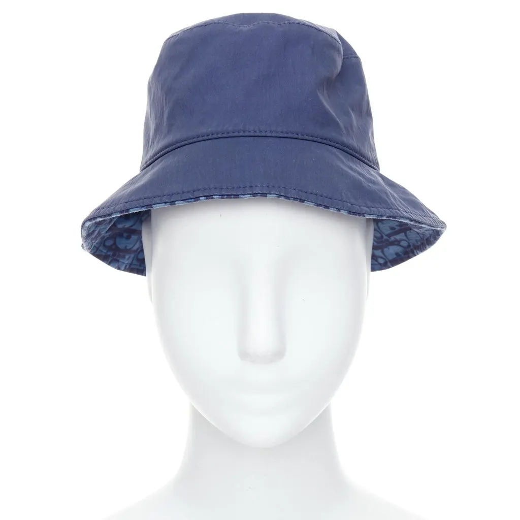 Dior Navy Monogram Hat T3 Blue Cotton Good - Front View