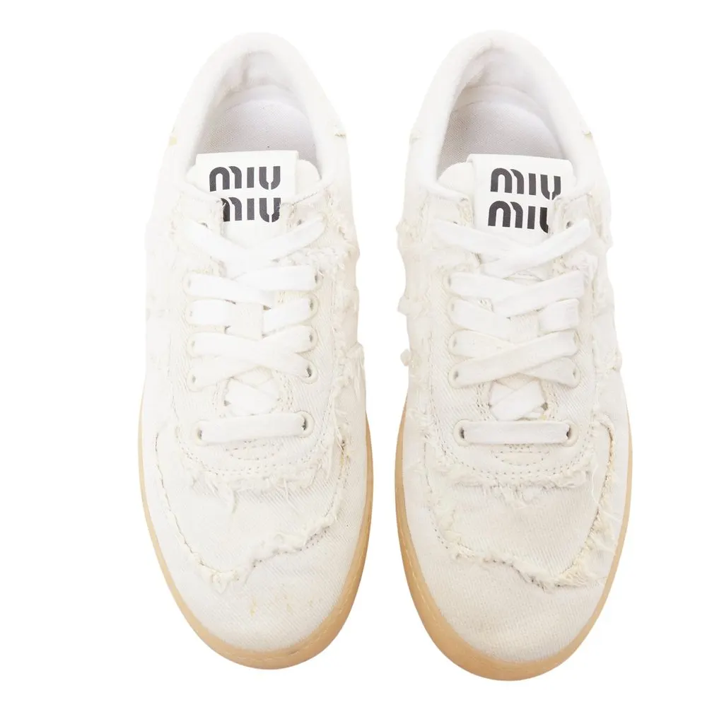 Miu Miu 5E325E_CSL_F0304_F_005 Beige Denim Good - Front View
