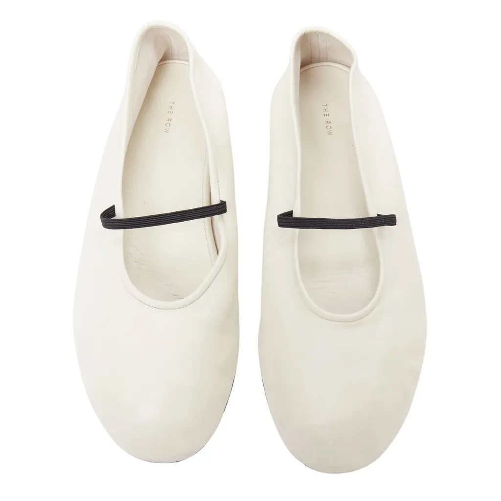 The Row Ecru Leather Ballet flats Beige Leather Good - Front View