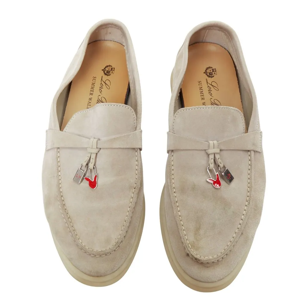 Loro Piana Summer Charms Walk Beige Suede Fair - Front View