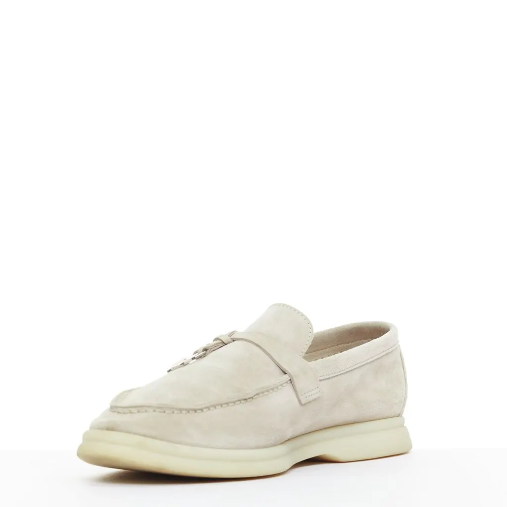Loro Piana Summer Charms Walk Beige Suede Fair - Model View