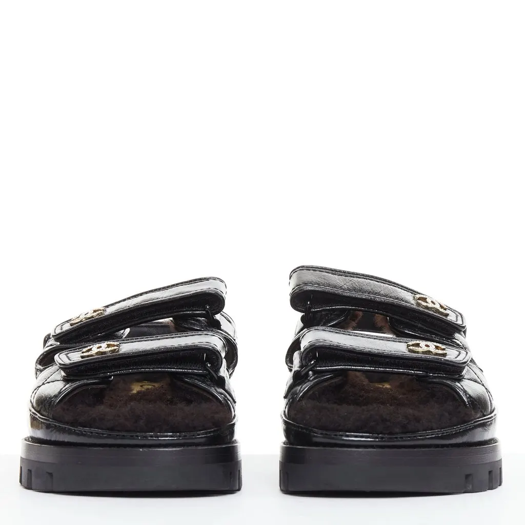 Chanel Black Leather Sandals Black Leather Very good - Inside View