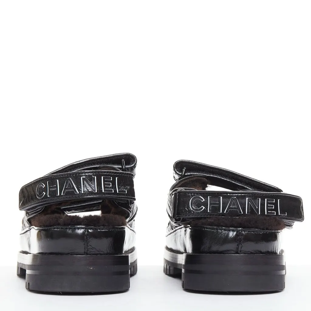 Chanel Black Leather Sandals Black Leather Very good - Box View