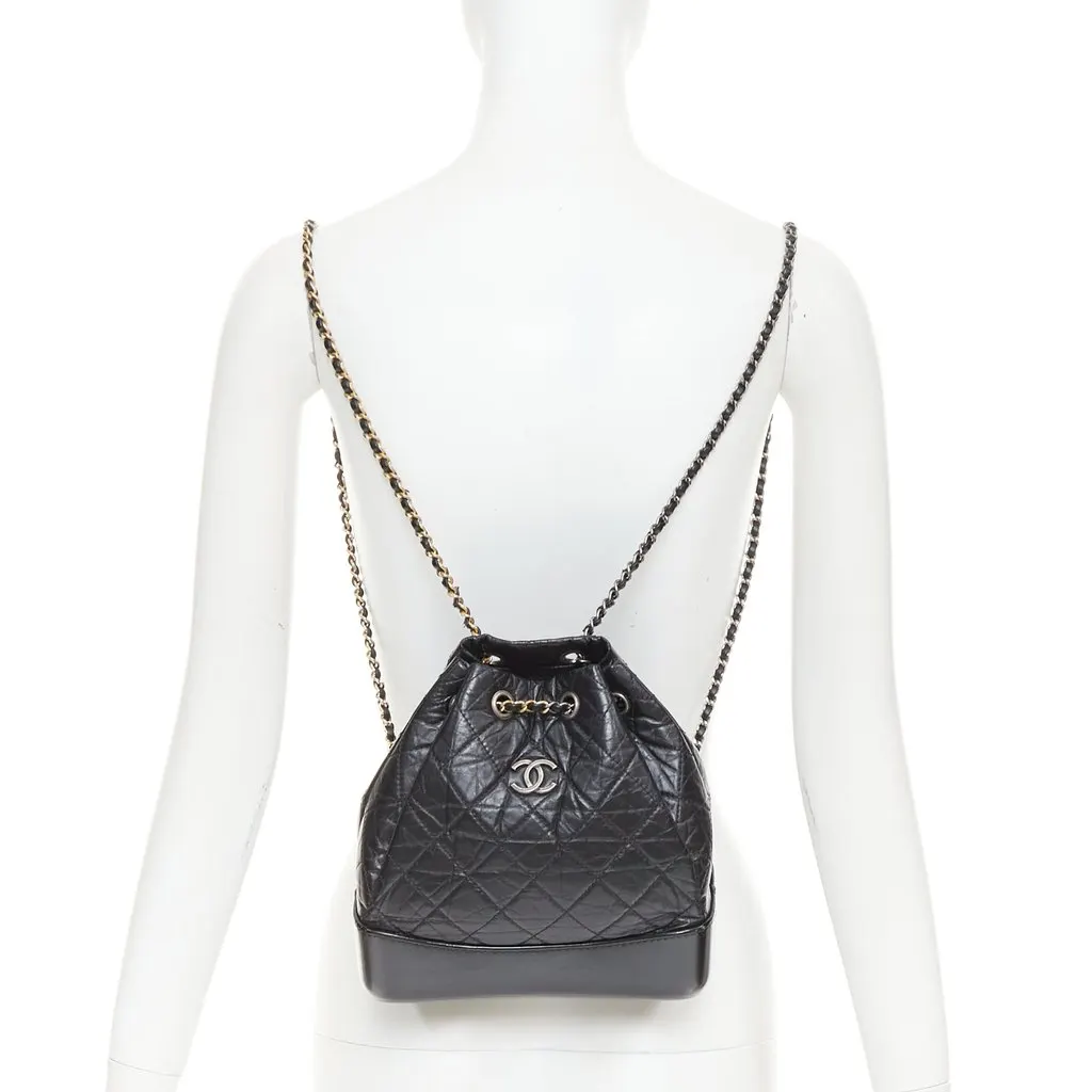 Chanel Chanel Gabrielle Backpack Black Leather Good - Back View