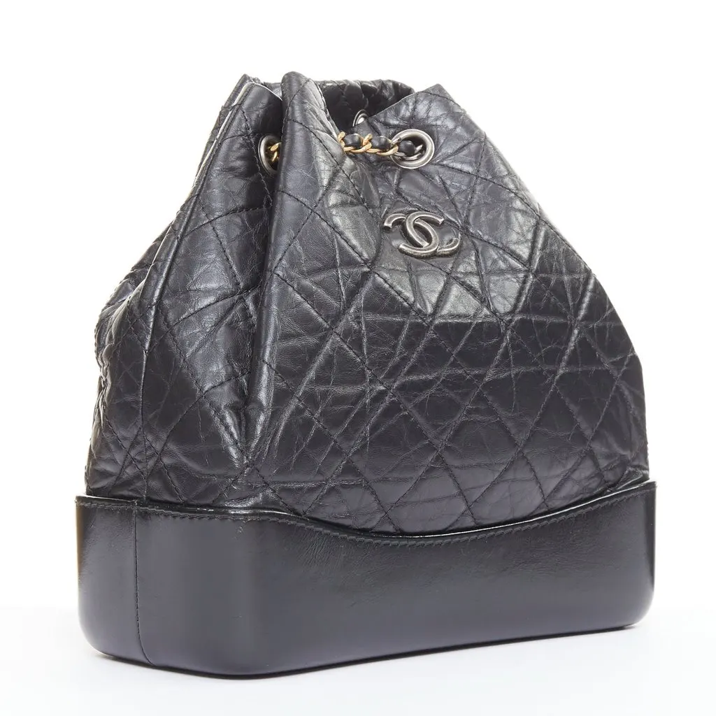Chanel Chanel Gabrielle Backpack Black Leather Good - Inside View