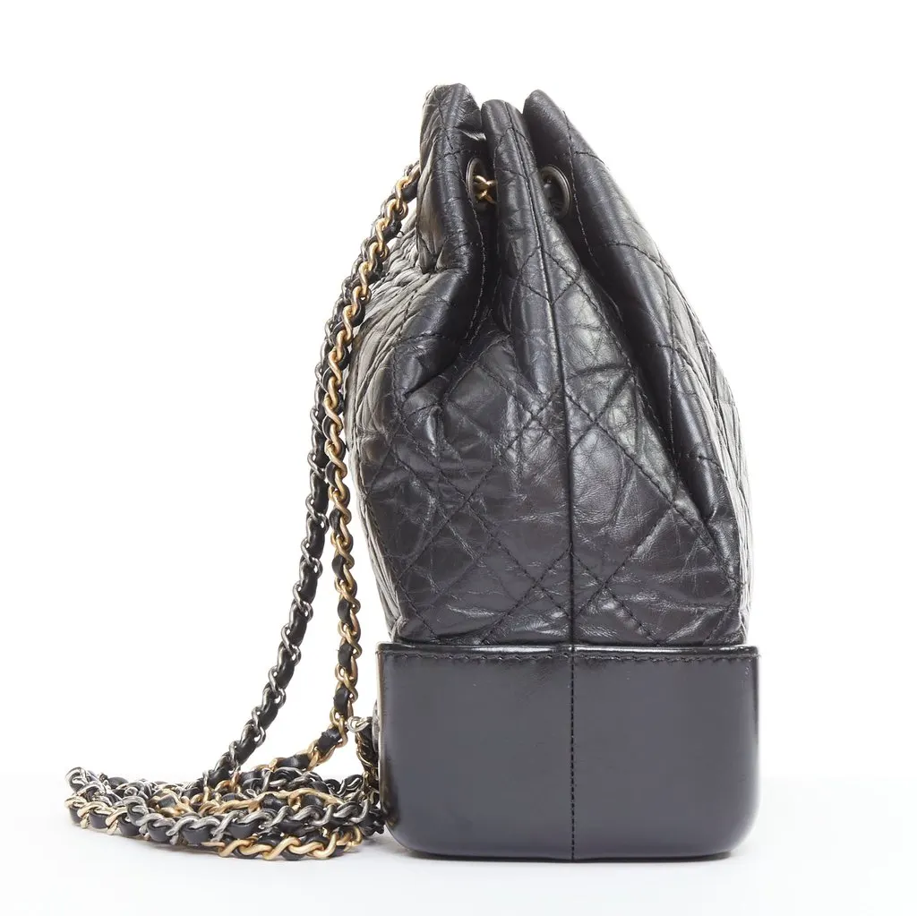Chanel Chanel Gabrielle Backpack Black Leather Good - Model View