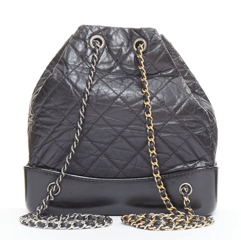 Chanel Chanel Gabrielle Backpack Black Leather Good - Box View