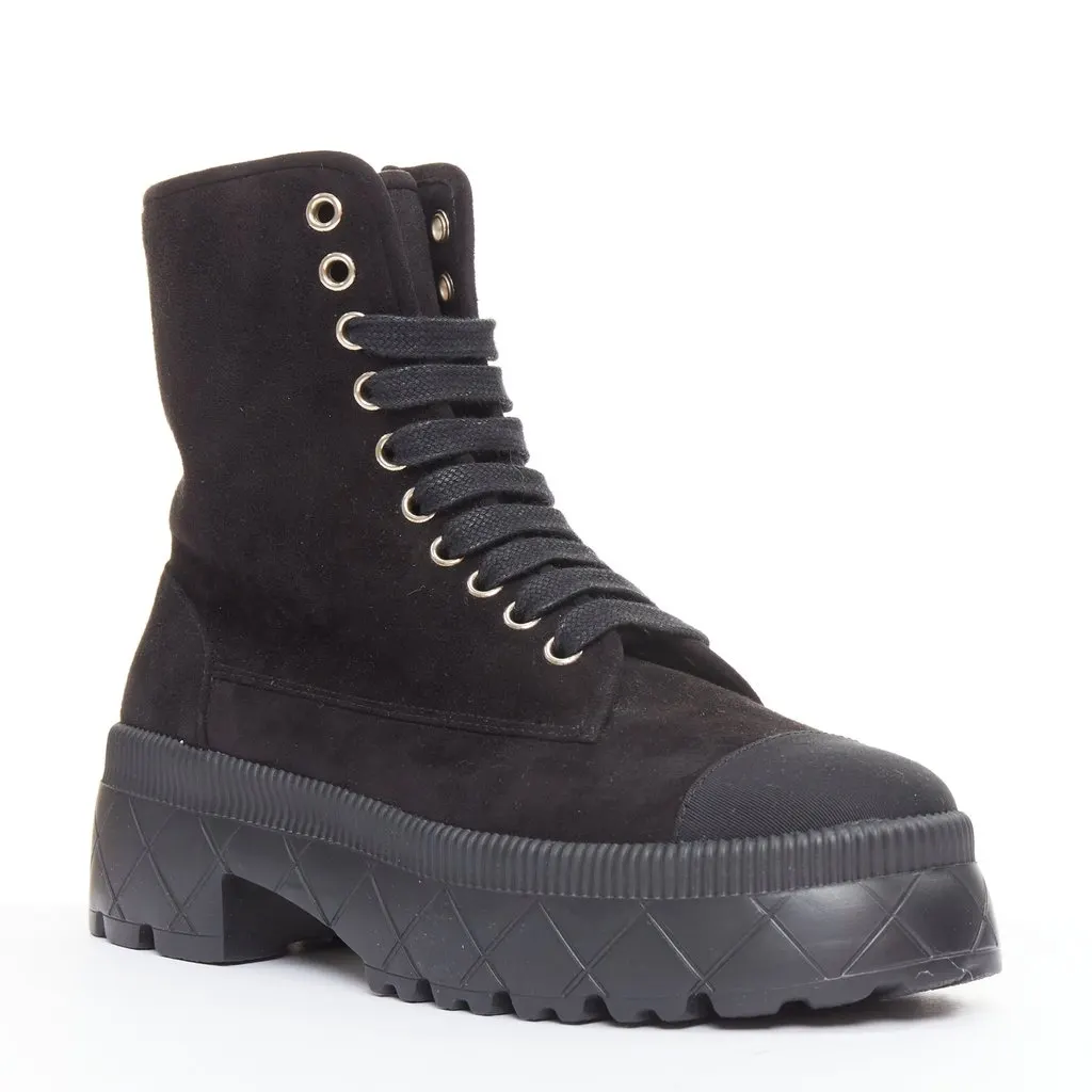 Chanel Black Suede Boots Black Suede Good - Back View