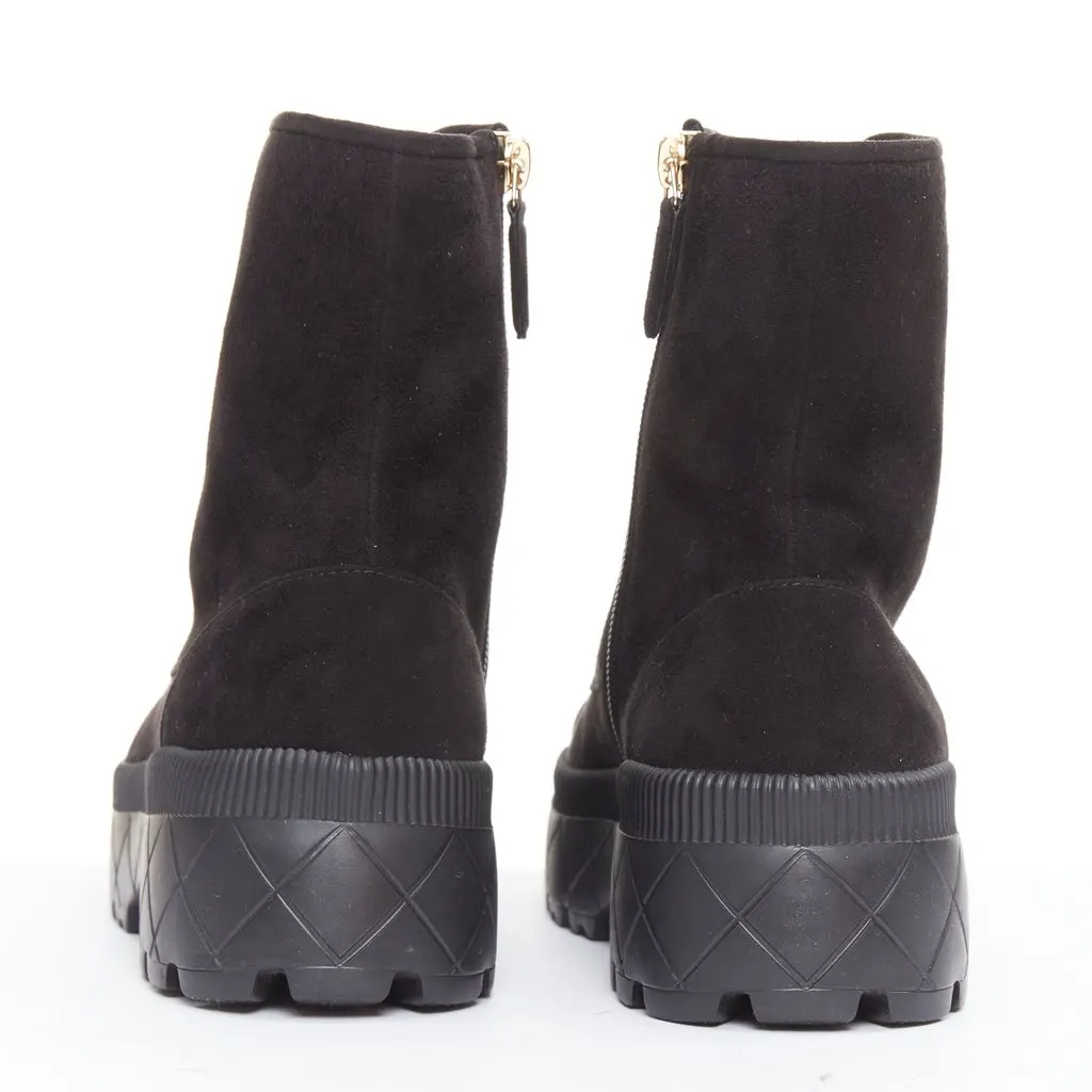 Chanel Black Suede Boots Black Suede Good - Box View