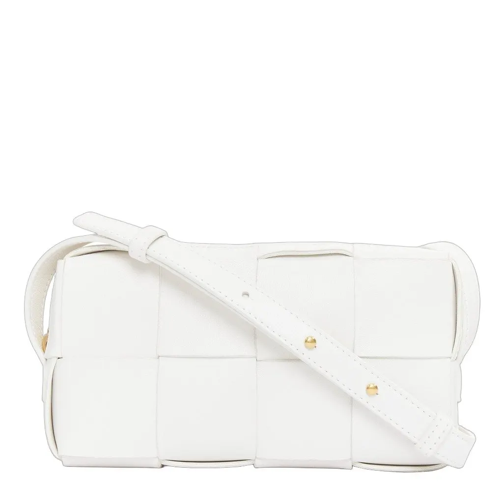 Bottega Veneta Mini Cassette White Leather Good - Front View