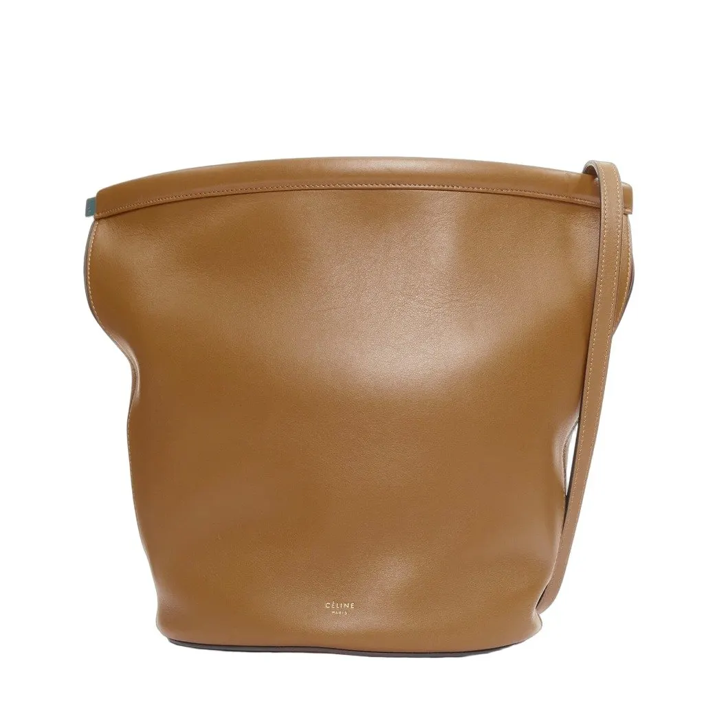 Celine Clasp Bucket Brown Leather Very good - Front View