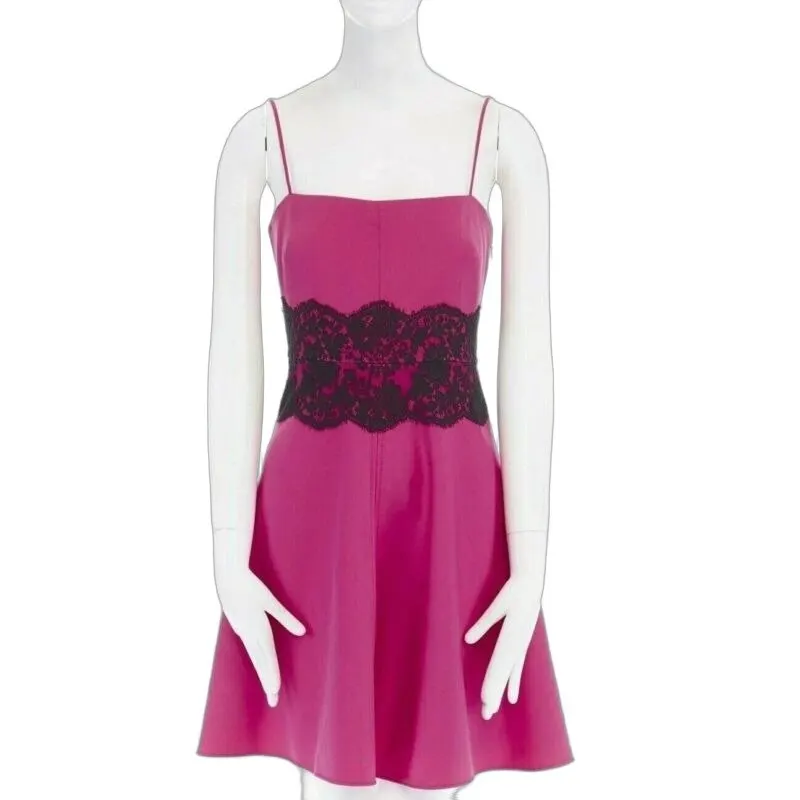 Valentino Lace Waist Skirt Pink Wool Never worn - Front View