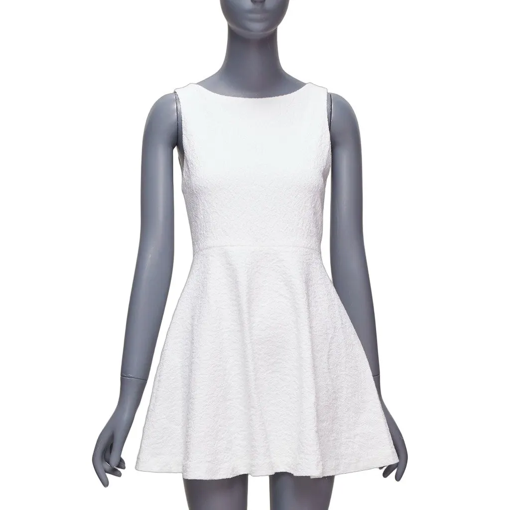 Alice & Olivia Baroque Jacquard Dress White Cotton Good - Front View