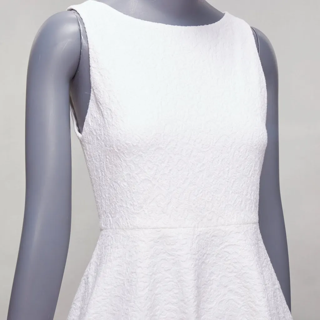 Alice & Olivia Baroque Jacquard Dress White Cotton Good - Back View