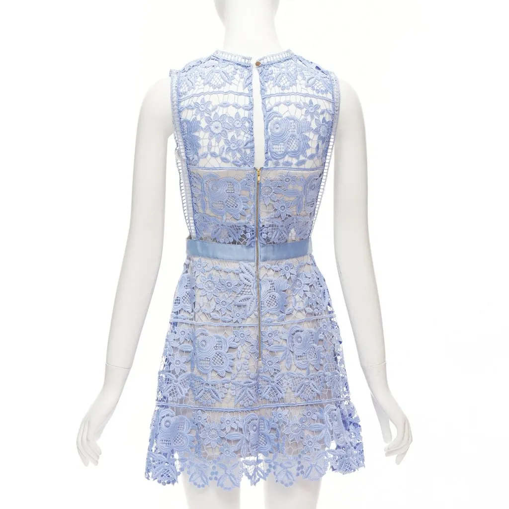 Self-Portrait Guipure Lace Dress Blue Polyester Very good - Box View