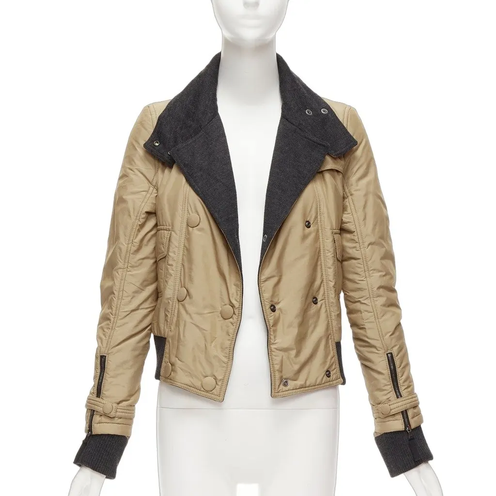 D&G Beige Aviator Zip Jacket Grey Polyamide Good - Front View