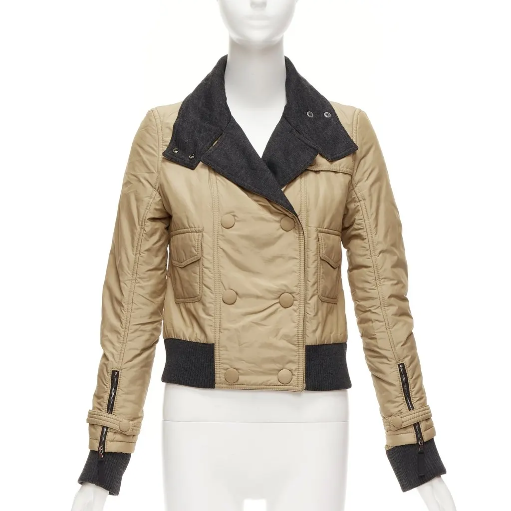 D&G Beige Aviator Zip Jacket Grey Polyamide Good - Inside View