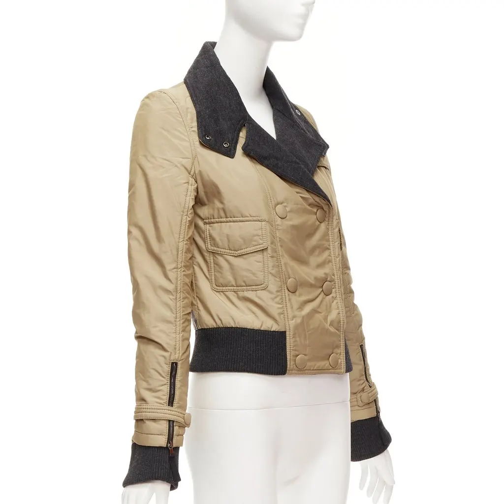 D&G Beige Aviator Zip Jacket Grey Polyamide Good - Model View
