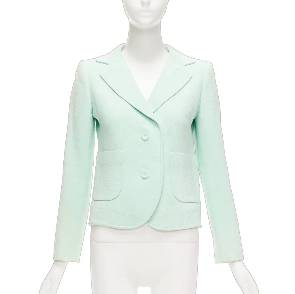 Carven Green Shoulder Dart Blazer Green Viscose Good - Front View