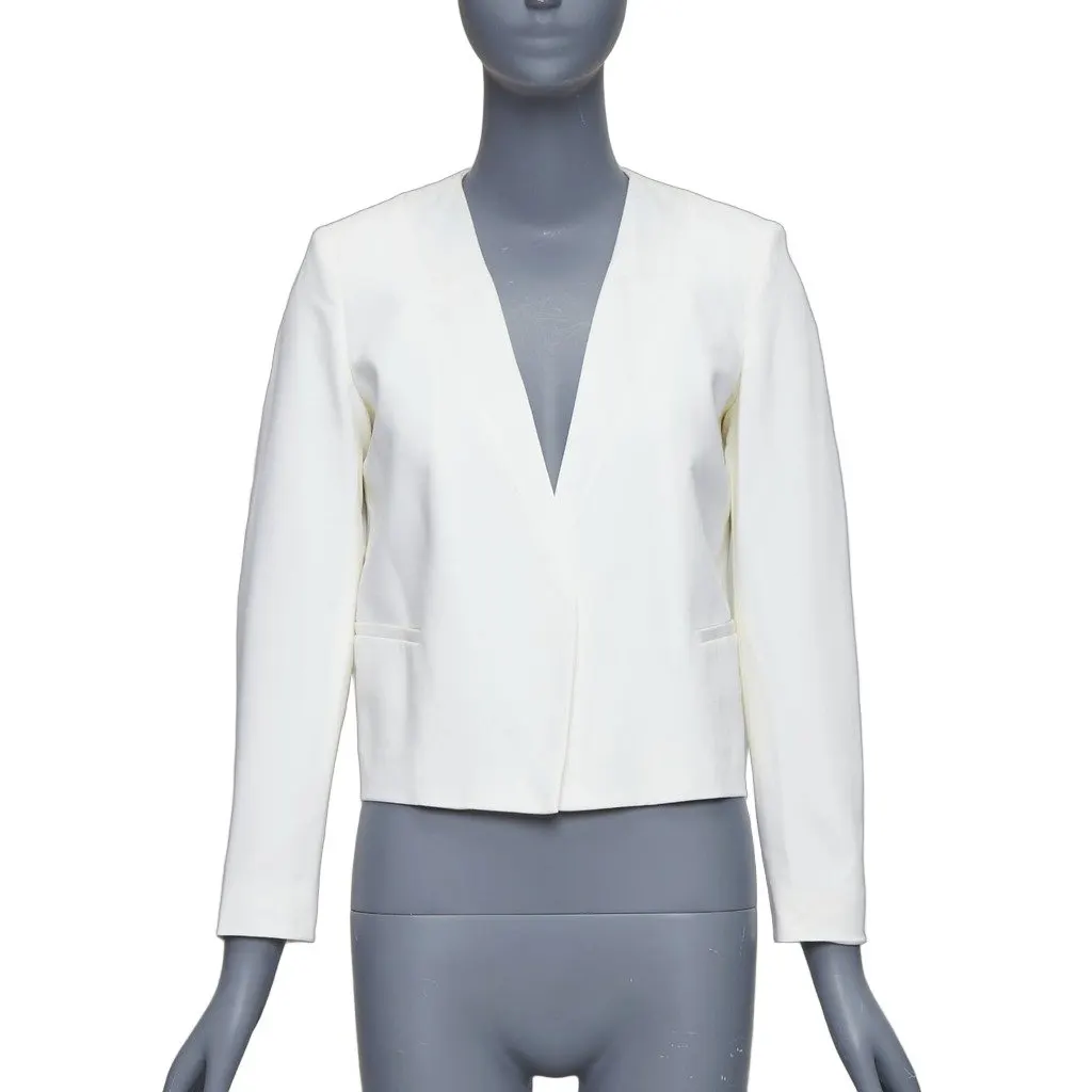 Theory Cream Cropped Tux Blazer Ecru Viscose Never worn - Front View