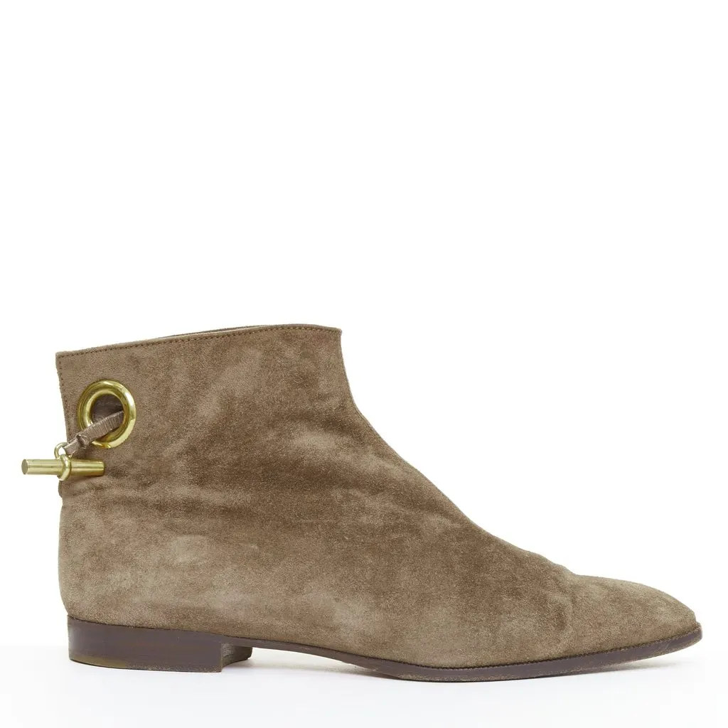 Hermès Brown Suede Boots Brown Suede Fair - Front View